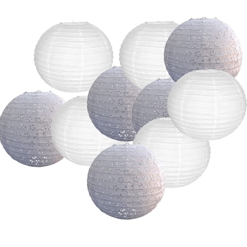Pack De 10 Farolillos De Papel Blanco - Mini Linternas De 7.5 Cm Para Decorar Bodas, Fiestas Y Navidad