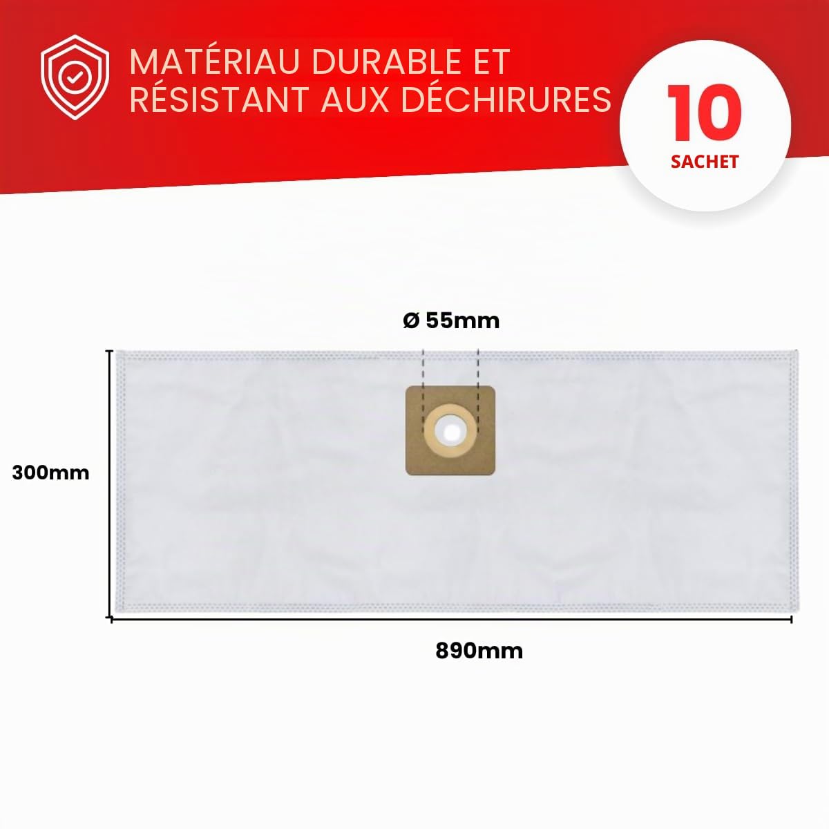 Invest - Lot de 10 sacs filtrants de rechange compatibles avec Bosch AdvancedVac 20, Bosch UniversalVac 15 - Blanc
