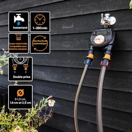 Fiskars – Programmateur d'arrosage numérique avec raccord pivotant ergonomique – Alimentation 2 piles AA – Compatible robinets 2126 533 3mm - vue 3