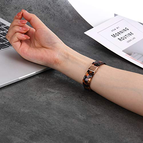 Image of Wongeto Compatible with Fitbit Inspire 2 & Inspire /Inspire HR Bands for Women Girls, Resin Strap with Stainless Steel Buckle Replacement Bands for Fitbit Inspire accssorises (Rose Gold+Tortoise)