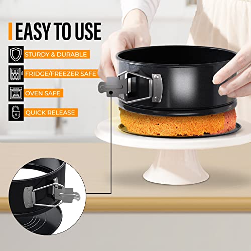 8 Inch Cake Tin Set– 7cm Deep Springform Cake Tins for Baking Layered Wedding Birthday– Bonus Precut Parchment Papers– Ultimate Baking XP with Round, Non-Stick & Leak-Proof Baking Tins - Image 5