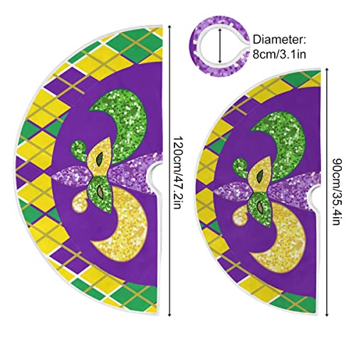 Mardi Gras Fleur De Lis Christmas Tree Skirt Decorations Masquerade Party Gold Green Purple Buffalo Check Plaid Tree Mat 36 Inch For Holiday Party Supplies Rustic Ornaments Mini Tree Skirt #TOP2
