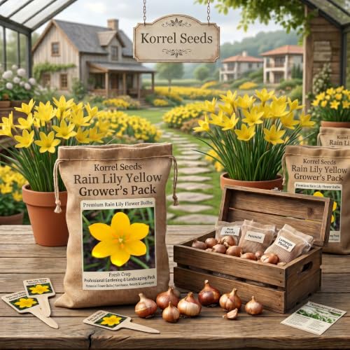 Image of Rain Lily Flower Bulbs | Premium Landscape Grade | Easy to Grow | Heavy Blooming Perennial Flowers | Ideal for Gardens, Farmhouses, Resorts & Landscaping | Healthy Bulbs Pack of 1000 Yellow