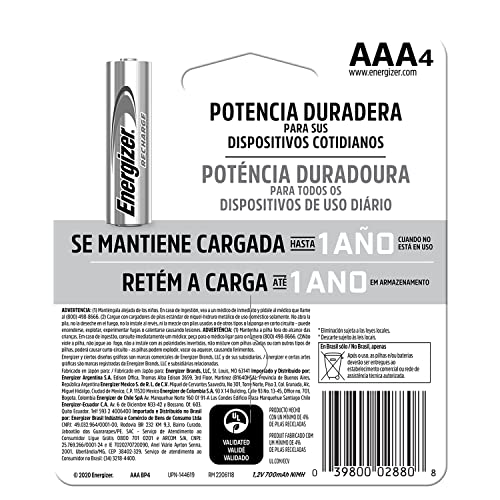 Energizer Rechargeable AAA Batteries, Recharge Power Plus Triple A Battery Pre-Charged, 4 Count (Pack of 2) - Thumbnail 3
