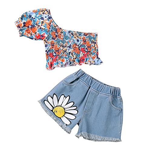 Image of Hopscotch Girls Multi Coloured Floral Print Slim Fit Blouse and Shorts Set