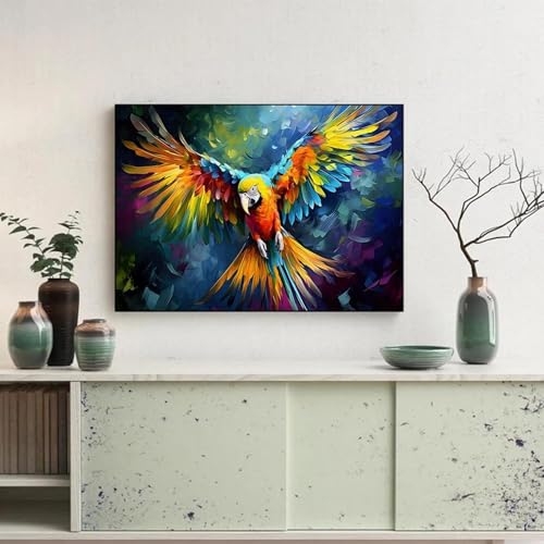 Affiche oiseau tropical perroquet ara coloré mural 40x60