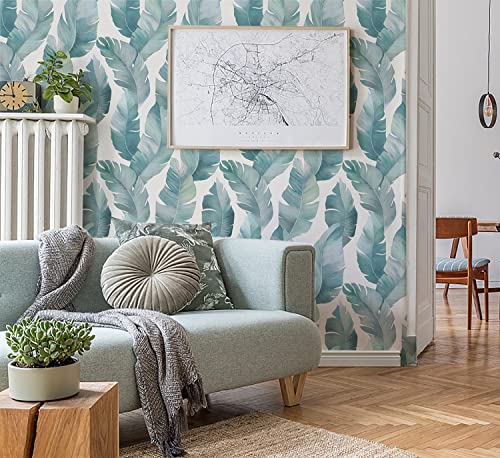 Timeet Tropical Leaf Wallpaper Peel And Stick Wallpaper Self Adhesive Removable Wallpaper Green 15.4In X 197In #TOP5