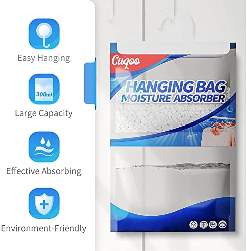 CUQOO Super Absorbent Wardrobe Dehumidifier Hanging Bags Pack of 3  Moisture Absorber to Stop Damp, Mould, Mildew & Condensation | Premium Damp Absorber Ideal for Wardrobe, Home, Caravan, Office