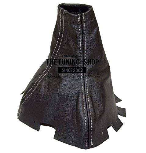 The Tuning-Shop for Subaru Forester 2008-13 Shift Boot Black Genuine Leather Grey Stitching