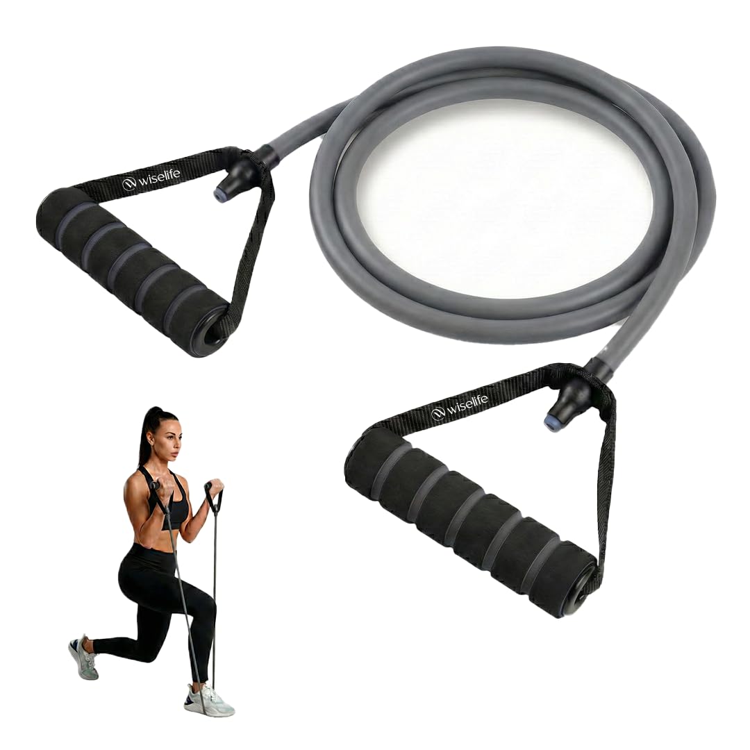 Wiselife Adjustable Resistance Bands with Handles for Exercise | Heavy Duty Workout Bands with Door Anchor for Strength Training, Physical Therapy & Full Body Home Workouts 20 kg(Gray)-image-28