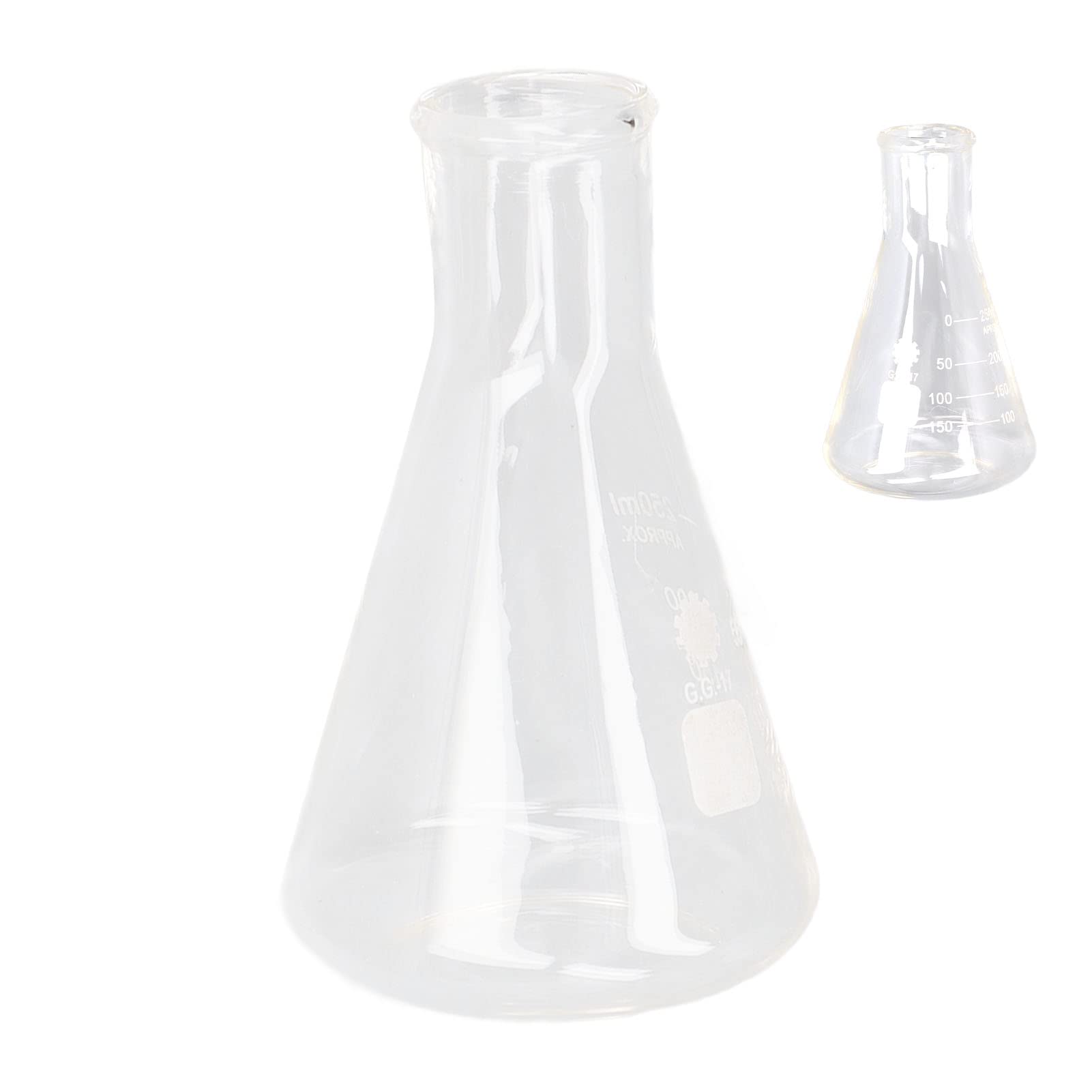 4Pcs Fiole Erlenmeyer, Flacon Erlenmeyer en Verre Borosilicate, Flacon Conique De 50ml, 100ml, 250ml, 500ml, Flacon de Culture, pour la Culture Chimique Et Bactérienne