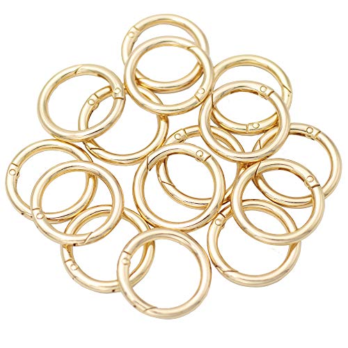 Jwbiz 15Pcs Trigger Spring O Rings Round Carabiner Clip Snap For Keyrings Buckle, Bags,Purses (Gold, 1 Inch) #TOP4