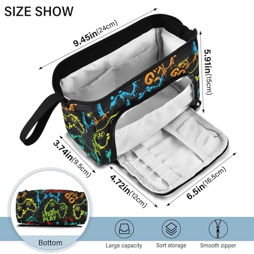 Image of Fisyme Colorful Video Game Pencil Case Large Capacity Pencil Pouch Pen Box Bag Big Makeup Pencil Case Organizer