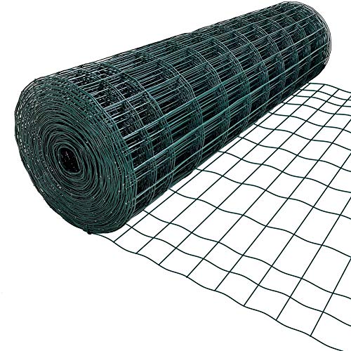 Preisvergleich Produktbild Amagabeli 1M X 20M Drahtzaun Gartenzaun Maschendraht Grünen Maschenweite 100 x 100mm Drahtgitter-Rolle Gartenzaun RAL6005 Kaninchendraht Metall Drahtg Forstzaun Gitterzaun Drahtzaun
