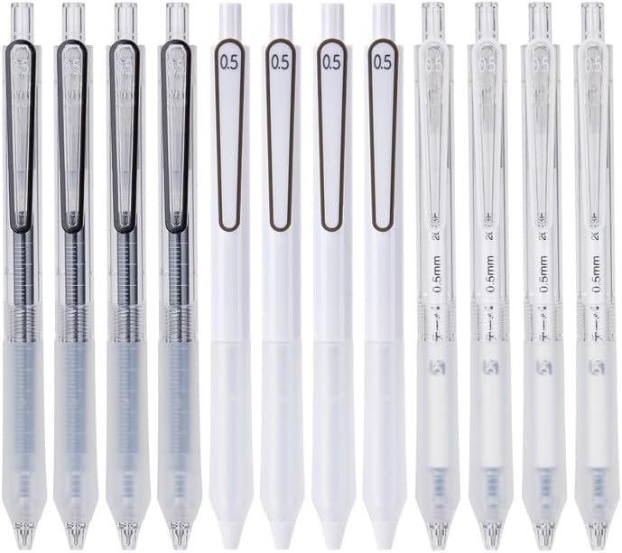 DR DOURONGE Gel Pens, Black Gel Ink Pens, 12 Pcs 0.5mm Fine