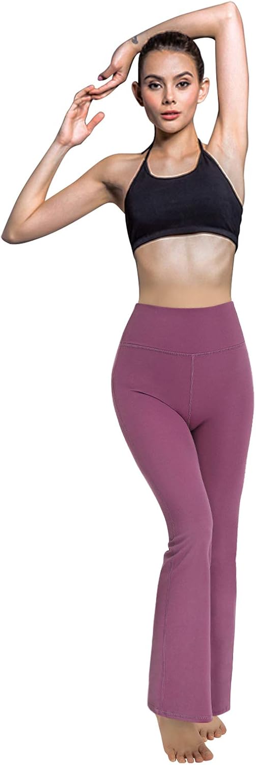 Promover Bootcut Yoga Pants for Women Tummy Control High Waist Workout Pants Boot-Cut Long Bootleg Work Pants (Red,M) at  Women's Jeans store