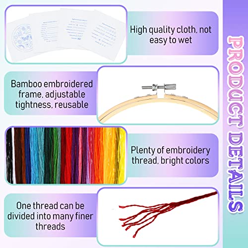 9 Sets Embroidery Stitch Beginners Practice Kits Cross Stitch Kits To Learn Different Stitches Crochet Punch Needlepoint Kits For Adults Kids Craft Lover Embroidery Fabric Embroidery Skill (Classic) #TOP2