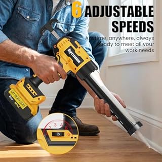 byczone Electric Caulking Gun Compatible With Dewalt 20V Max Battery, 10 Oz Cordless Caulk Gun with 6 Adjustable Speed, LED Light, Battery Powered Caulking Gun for Filling, Sealing, Repair (TOOL ONLY)