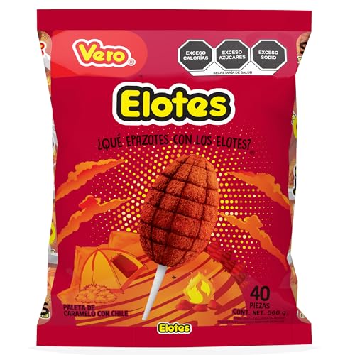 La Mejor Recopilación de Paletas Top 5. 44 Paleta Elotes de caramelo con chile, Bolsa 40pz de 14g c/u