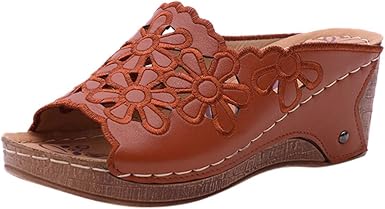 Amazon.com: KAIXINDAJ Sandalias cómodas para mujer, estilo casual, con  plataforma, con puntera abierta, para verano, playa, viajes, tacones altos,  plataformas gruesas, zapatos, Marrón, 7 : Salud y Hogar