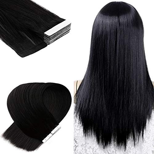 Neitsi A6 12inch Off Black Tape in Human Hair Extension Seamless Skin Weft Straight Remy Hair 10pcs (1B#)