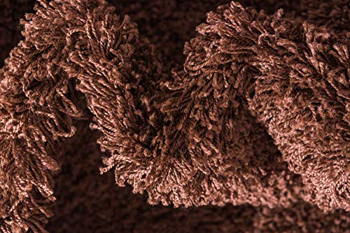 Image of Xenluxe Shaggy Polyester Microfiber Round Rug Carpet for Living Room | Ultra Soft Fluffy Plush Area Rug | Anti-Skid Non-Slip Backing | Washable Carpet for Bedroom- (3x3 feet, Ring Coffee, Round)