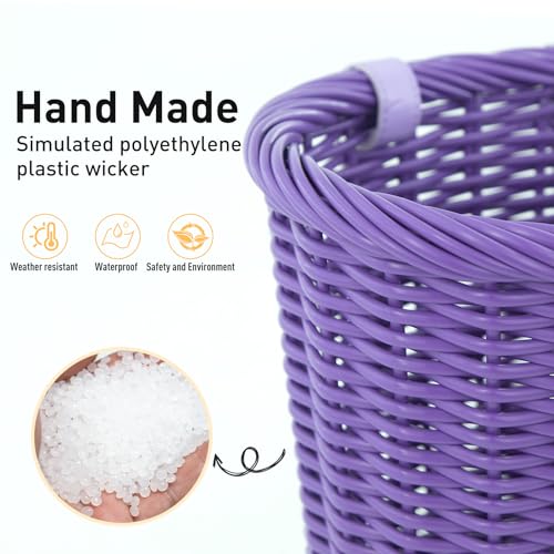 ZUKKA Bike Basket Woven Bike Basket for Adult Bikes Front/Kids Bike Handlebar with Adjustable Leather Straps Waterproof Storage Bicycle Basket, Multi-Colors