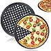 Lot de 2 poêles à pizza - Diamètre : 32 cm - Plaque ronde anti-adhésive - En acier au carbone - Pour pizza et tartes flambées