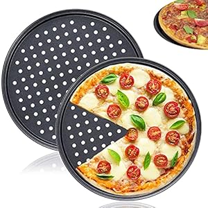 Pizza Pans,2pcs 12” Baking Tray Round Non-Stick Perforated Pizza Baking Set,PizzaPans with Holes for Home Kitchen Oven