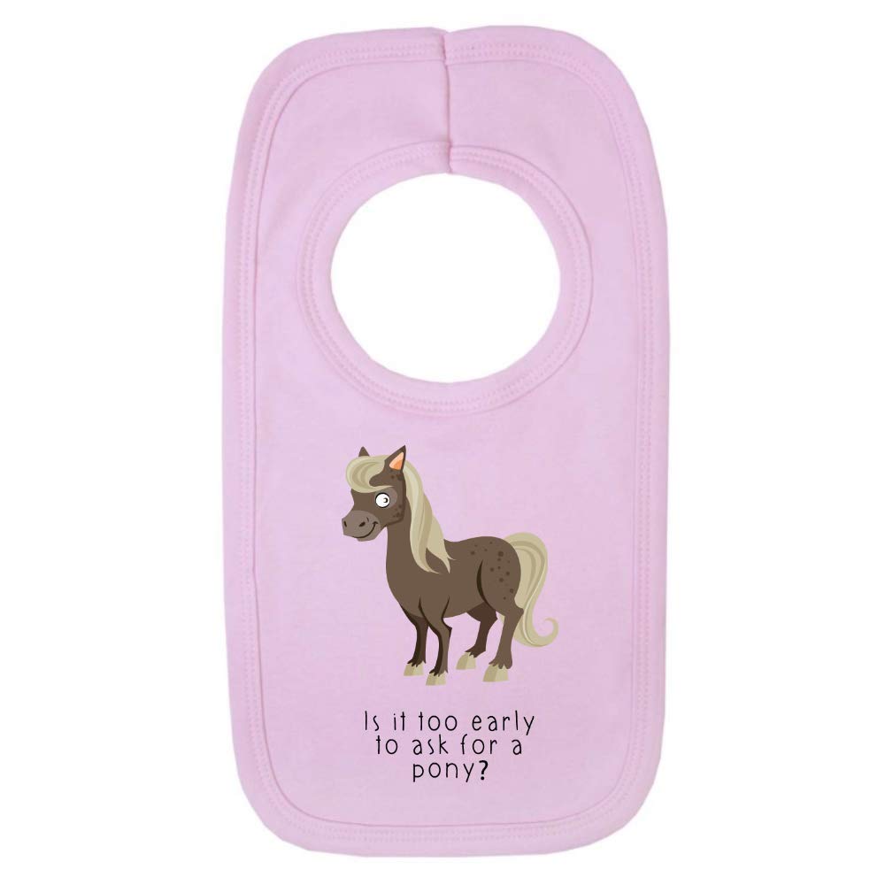 Kickass Tees is It Too Early... 1 Baby Bib One Size Pink Funny Cute Horse Lover Pony New Baby Girl Gift