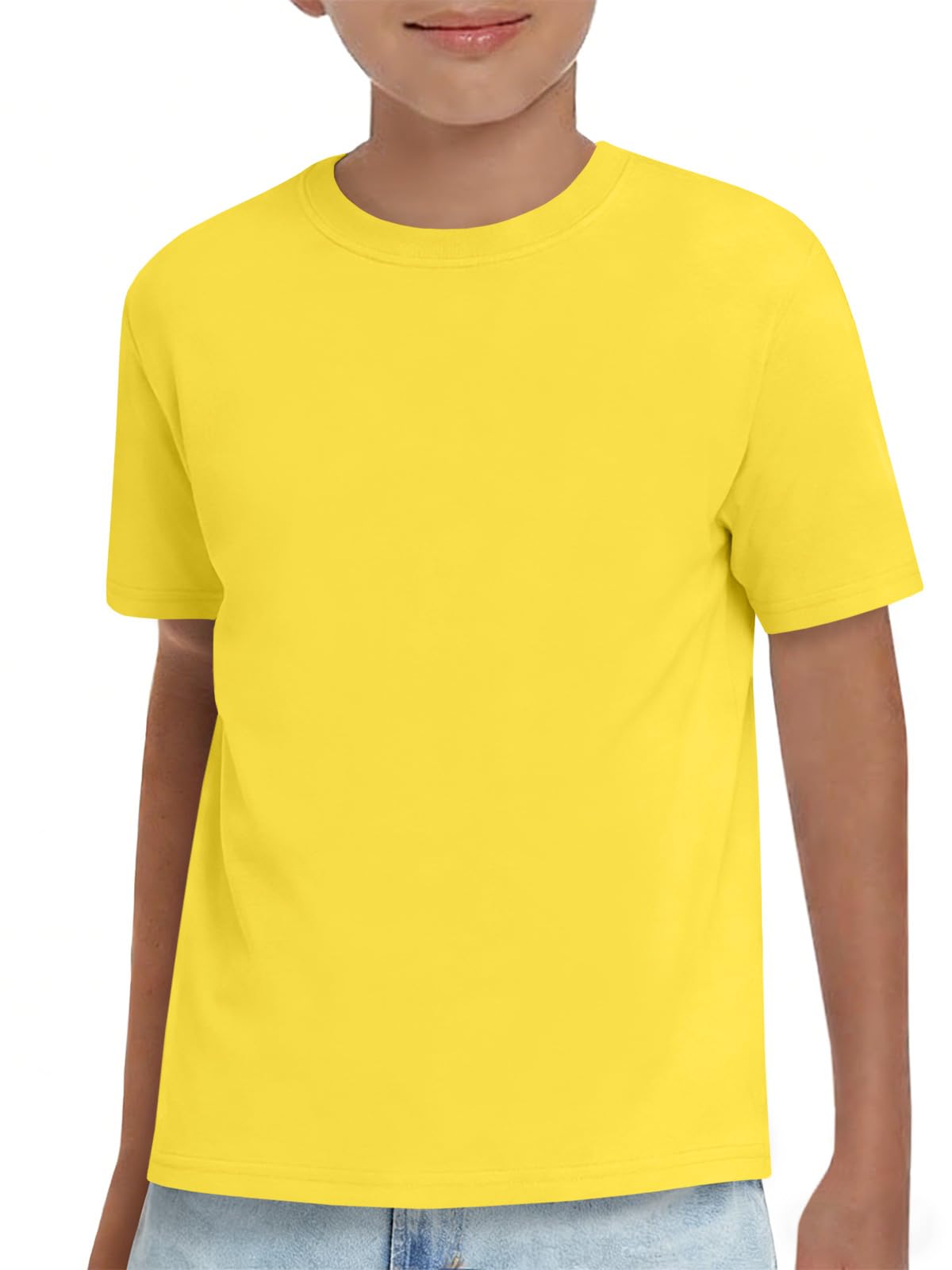Boys Athletic Short Sleeve T Shirts Kids Summer Workout Tops Crewneck Basic Tee 5-14 Years - 1