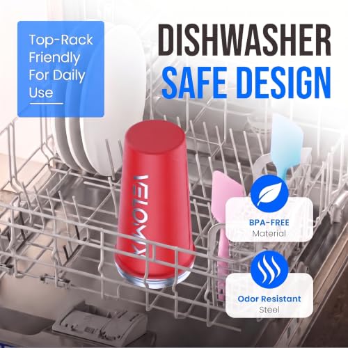 Image of VELOMIX 24oz Stainless Steel Shaker Bottle with Wire Whisk (Red) | Wire Whisk Included, Leak Proof, No Clumps, Insulated, For Protein Shakes and Smoothies, Odor and Stain Resistant