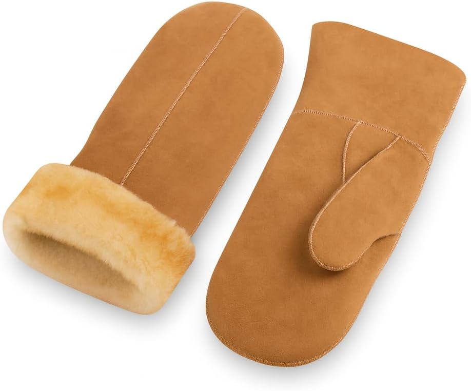 Women's Sheepskin Fur Mittens – LWG Certified Premium Shearling Leather Warm Cold Weather Winter Gloves