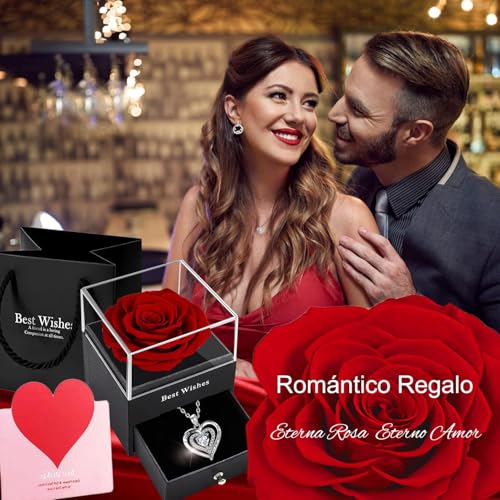 Miniatura 8 de Rosa Roja Real Preservada,Eterna Hecha A Mano Rosa,Flores Románticos Caja Regalo Para Ella Día La Madre San Valentín Navidad Matrimonio Mujeres Novias Compromiso Esposa Abuela Aniversario Cumpleaños