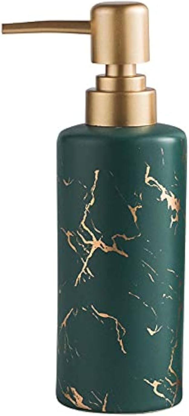 Gold Soap Dispenser, Skinny Lotion Bottle with Marble Pattern(White) image 4