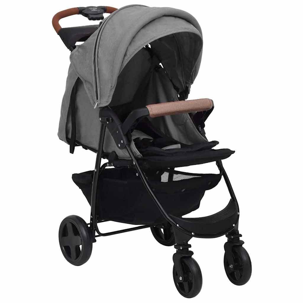 vidaXL Carrito de Bebés 2 en 1 Cochecito Sillita Silla de Paseo Corredor Infantil Canasta Niños Ajustable Dosel Plegable de Acero Gris Claro