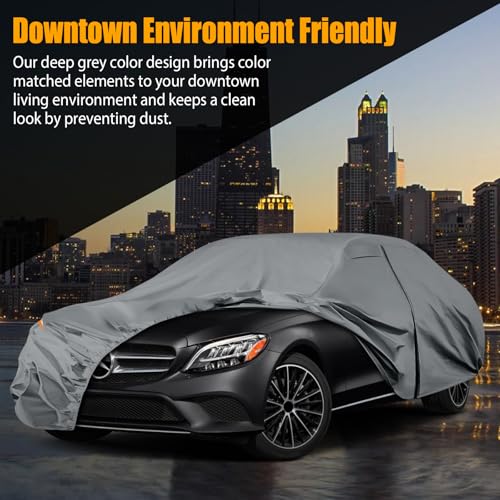 Image of Waterproof Premium Car Covers Replace for 2008-2025 Mercedes Benz C-Class C250 C300 C350, 10 Layers Heavy Duty All Weather Car Cover with Zipper Door, Windproof Bands for Snow Rain Dust Protection