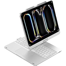 kaidisen 360 Rotatable Keyboard for iPad Pro 13 inch M5/M4, 2025/2024 7 Color Backlight Foldable Backlit Keyboard Case with Touchpad 360 Rotating,Silver