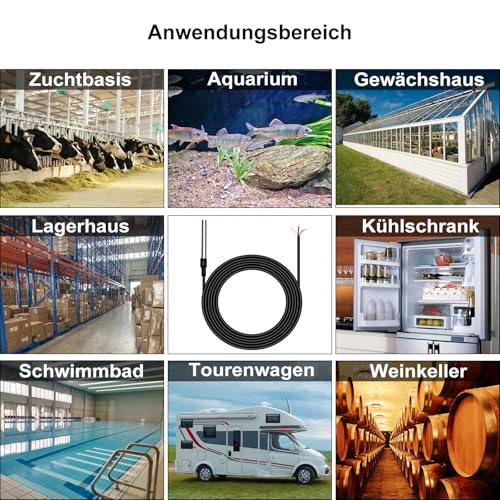 ENOPYO Digitaler Temperatursensor 3M,Edelstahl Wasserdichte Sonde Temperaturfühler,Kompatibel mit Shelly Temperatursensor addon,Arduino,Raspberry Pi,Auto,Industrie,Inklusive E-book(5 Stk)