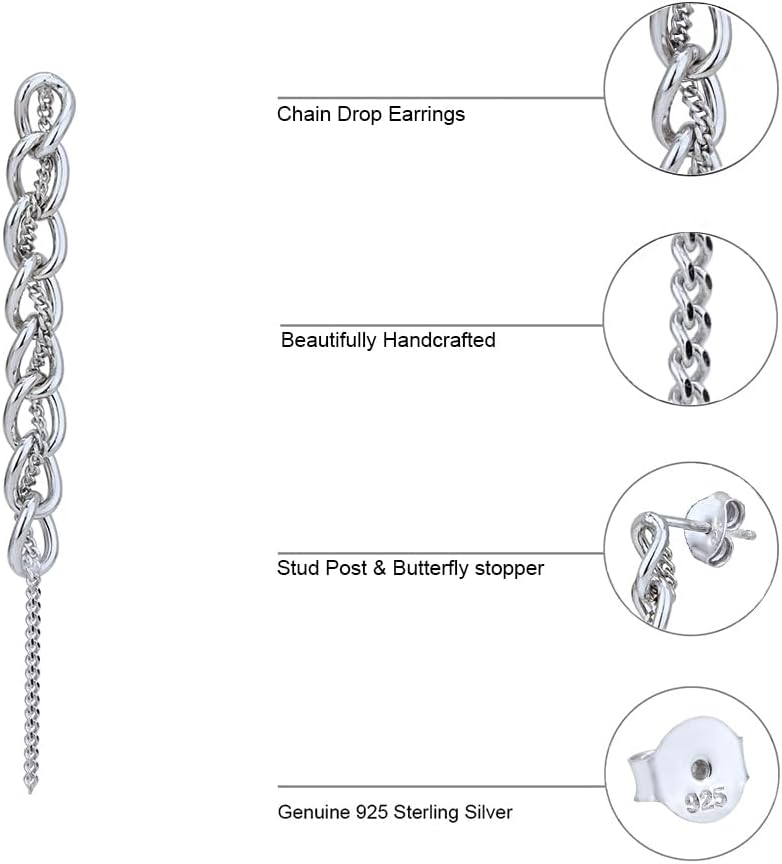 Vanbelle Sterling Silver Jewelry - Rhodium Plated with 925 Stamp - Spiralled Chain Drop Earring for Women - Lightweight and Handcrafted - Image 4