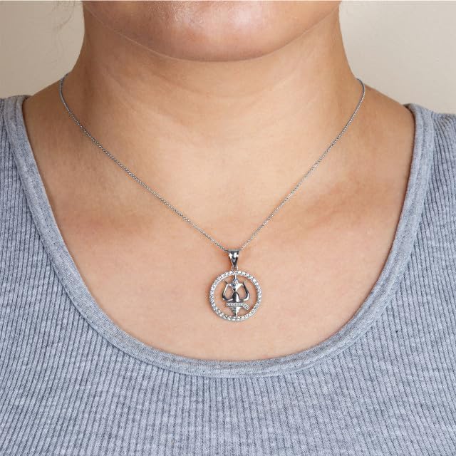 Claddagh Gold Hindu Om Circle with CZ Fine Pendant Necklace Real Solid .925 Sterling Silver