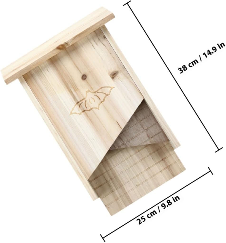 jojofuny Wooden Bat House Outdoor Backyard Bat Box Weather-Resistant Solid Wood Pet Shelter for Courtyard Garden Wildlife Habitat