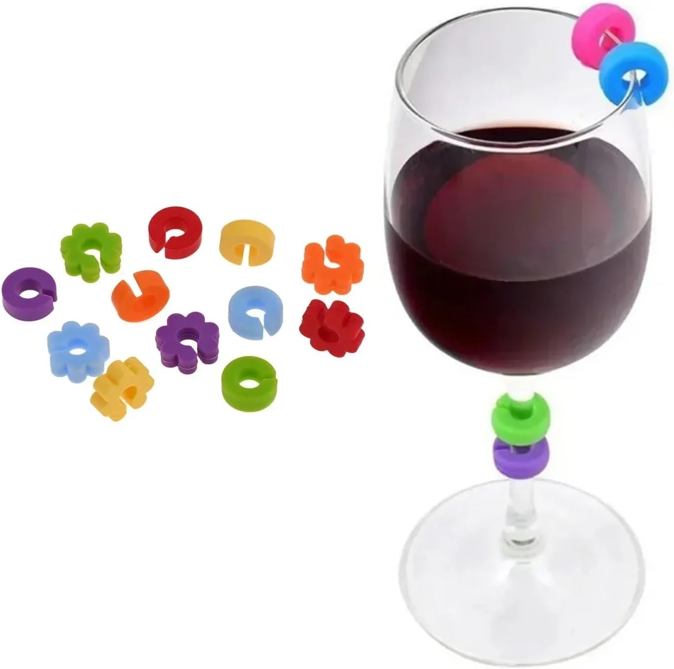 Wine Glass Charms 120/300Pcs Colorful Wine Glass Identification Marker Silicone Drinking Tag Cup Label Home Kitchen Bar Party Wedding Table Decor For Bar Party