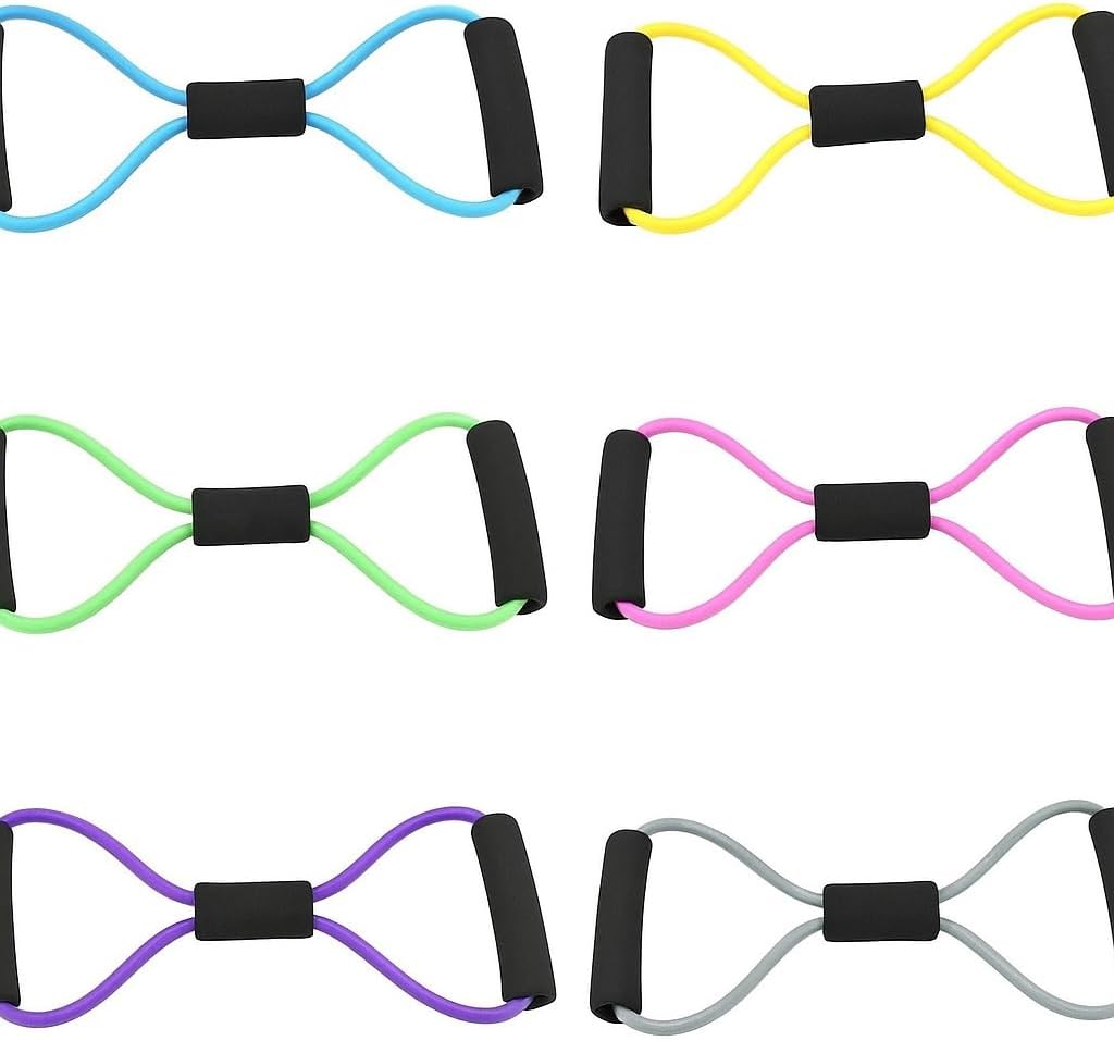 Elástico Extensor em Formato 8 para Exercícios, Yoga, Pilates e Fisioterapia | Fortalecimento Muscular | Cores Sortidas