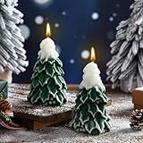 MTLEE 2 Pcs Christmas Tree Shaped Candles Large Xmas Wax Scented Candles 2.5 x 5.5 inch Snow Tree Shaped Candle for Christmas Holiday Table Decoration (Gradient,Style-b)