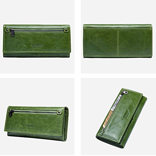 Portefeuille de téléphone en cuir véritable vert idée cadeau - 7