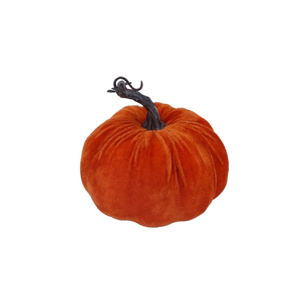 Gisela Graham Orange Small Velvet Pumpkin Halloween Decoration