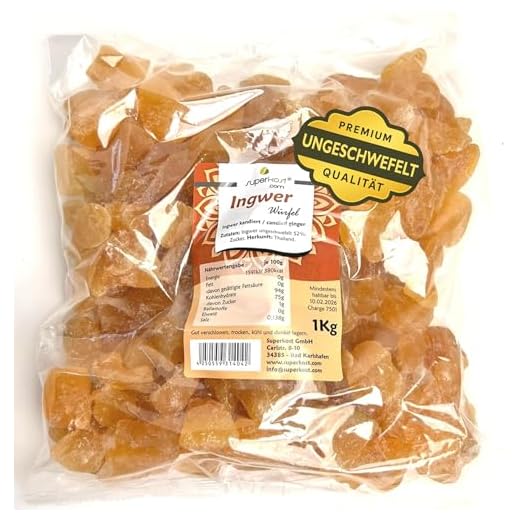 Sandos-Naturkost Ingwer Wurfel leicht kandiert, 1er Pack (1 x 1 kg)