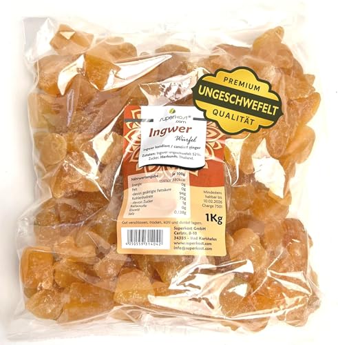 Sandos-Naturkost Ingwer Wurfel leicht kandiert 1er Pack (1 x 1 kg)