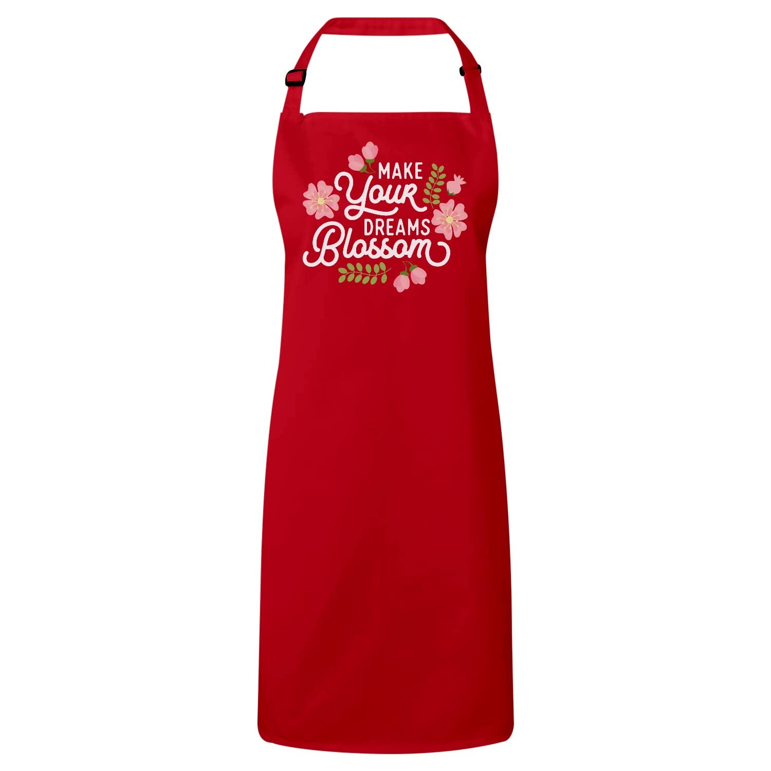 Tablier cuisine rouge ajustable avec message positif et grand format
